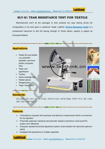 Tearing Resistance Testing solution|elmendorf tear tester pdf.